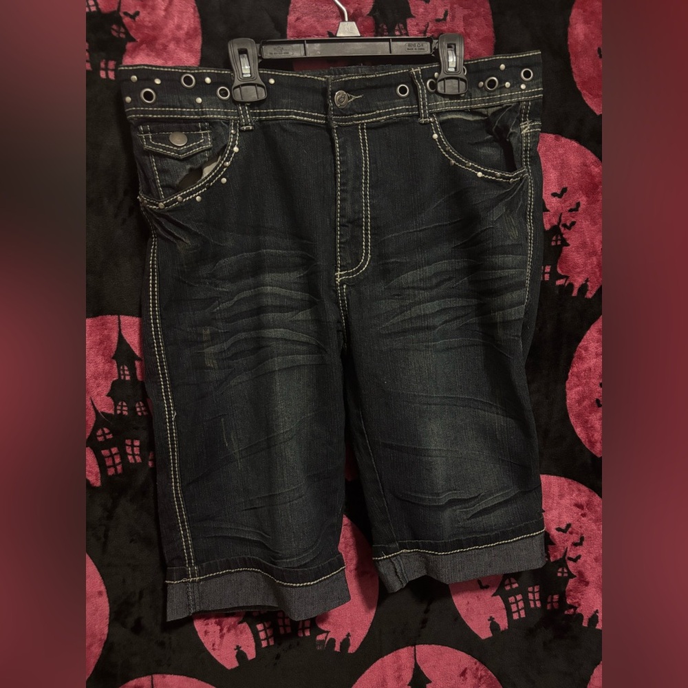 KOOL JEANS Dark Wash Denim with studded holes